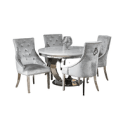Arianna Round White Marble Dining Table with 4 Belvedere Chairs - Pendle Village Furniture