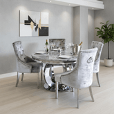 Arianna Round Marble Top Dining Table with 4 Belvedere Chairs