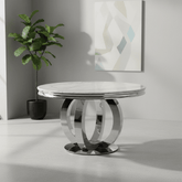 Arianna Round Light Grey Marble Top Dining Table