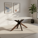 Aura Brown and White Sintered Stone Top 180cm Dining Table