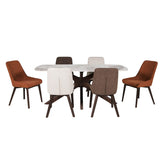 Aura Brown and White Sintered Stone Top Dining Table Set - Pendle Village Furniture