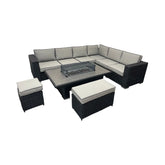 Arlberg Steel/Rattan 6 Piece Garden Furniture Set - Pendle Village Furniture