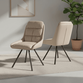 Burnham Cream Bounded Leather Swivel Dining Chairs - Set of 4