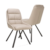 Burnham Cream Bounded Leather Swivel Dining Chairs - Set of 4 - Pendle Village Furniture