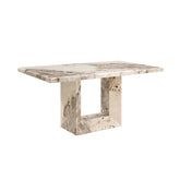 Arsenal Mottled Mocha Marble Dining Table with 4 Apollo Swivel Dining Chairs - Pendle Village Furniture