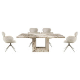 Arsenal 200cm Mocha Marble Dining Table with 6 Swivel Dining Chairs - Pendle Village Furniture