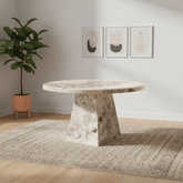Arsenal Round Mottled Mocha Marble Dining Table -130cm