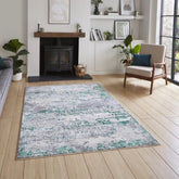 Artemis B9289A modern abstract green rug with metallic detailing and a high-density pile. Durable, stylish and available in multiple sizes.