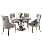 Vida Living Arturo Round Marble Dining Table with 4 Belvedere Chairs - Pendle Village Furniture