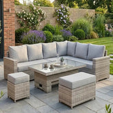 Arvexa large right-hand corner rising dining set with spacious seating.