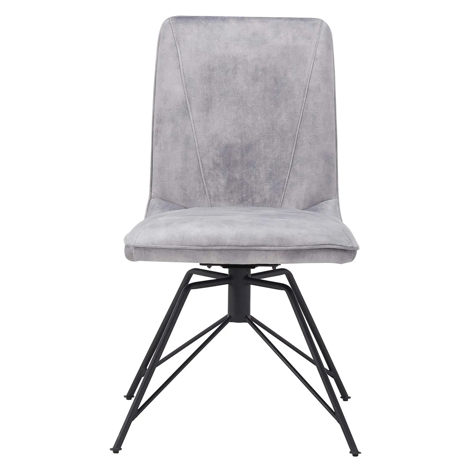 Arachnos Swivel Grey Dining Chairs with black Metal Legs and Pull Out handle - front view