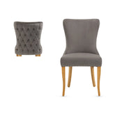 Francesco Steel Grey Velvet Dining Chairs – Set of 4 - Pendle Village Furniture