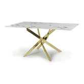 Aston 1.6M White Marble Effect Dining Table - Gold Base - Pendle Village Furniture