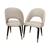 Set of 4 Cream Leather Dining Chairs - Pendle Village Furniture