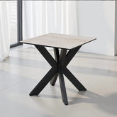 Modern ceramic side table with toughened glass top and iron base. Ideal as a lamp table, bedside or sofa side table.