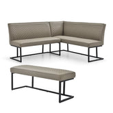 Galini 140–200cm White & Gold Extending Table with Corner Bench - Pendle Village Furniture