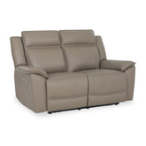Athens Taupe Leather 2 Seater Power Recliner Sofa - Pendle Village Furniture