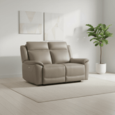 Athens Taupe Leather 2 Seater Power Recliner Sofa