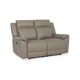 Athens Taupe Leather 2 Seater Recliner Sofa - Pendle Village Furniture