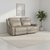 Athens Taupe Leather 3 Seater Recliner Sofa