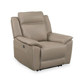 Athens Taupe Leather Recliner Armchair - Pendle Village Furniture