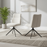 Atlanta Beige Textured Fabric Swivel Dining Chair - Set of 4, 6 or 8