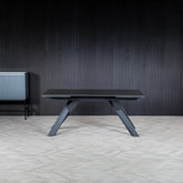 Styled in a room Atlanta Masa Dark Grey Sintered Stone Ceramic Top Extending Dining Table