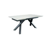 Atlanta White Kasa Gold Sintered Stone Ceramic Top Extending Dining Table - Pendle Village Furniture