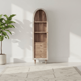 Atomic Single Door Glass Whitewash Cabinet