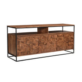 Atticus Large Acacia Wood Sideboard with Carved Block Detailing