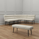 Lifestyle image of Avor Champagne Fabric Corner Dining Bench with Backless Bench Set