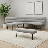 Lifestyle image of Avor Grey Fabric Corner Dining Bench with Backless Bench Set