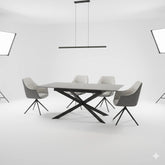 Azzurra Grey Sintered Stone Extending Dining Table with Porto Swivel Dining Chairs - Pendle Village Furniture