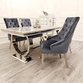 Luciana Marble Top Dining Table Set with Oliver Dining Chairs - Pendle Village Furniture