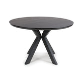 Bolton Round Black Ash Oak Effect Smart Top Dining Table - Pendle Village Furniture