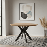 Bolton Round Rustic Oak Effect Smart Top Dining Table