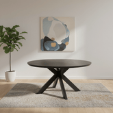 Bolton 150cm Round Black Ash Oak Effect Smart Top Dining Table