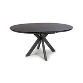 Bolton Black Ash Oak Effect Round to Oval Extending Smart Top Dining Table - Pendle Village Furniture