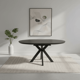 Bolton Black Ash Oak Effect Round to Oval Extending Smart Top Dining Table