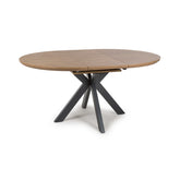 Bolton Rustic Oak Effect Round to Oval Extending Smart Top Dining Table - Pendle Village Furniture