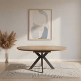 Bolton Rustic Oak Effect Round to Oval Extending Smart Top Dining Table
