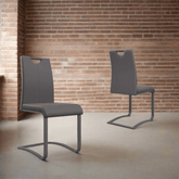 Set of 4 Bianco Faux Leather Grey Dining Chairs - Pendle Village Furniture
