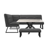 Samurai Grey Ceramic Dining Table With Corner Bench Set - Pendle Village Furniture