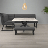 Samurai Grey Ceramic Dining Table With Corner Bench Set - Pendle Village Furniture