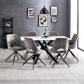 Lambeth White Marble Dining Table with Lambeth Chairs - Pendle Village Furniture