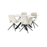 Lambeth White Marble Dining Table with Lambeth Chairs - Pendle Village Furniture