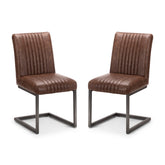 Brooklyn Vintage Brown Faux Leather Dining Chairs – Set of 4 - Pendle Village Furniture