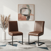 Brooklyn Vintage Brown Faux Leather Dining Chairs – Set of 4