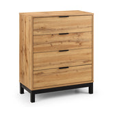 Bali Industrial Style 4 Drawer Chest – Oak Finish - Pendle Village Furniture