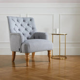Becky Occasional Grey Fabric Button Back Occasional Chair - Pendle Village Furniture